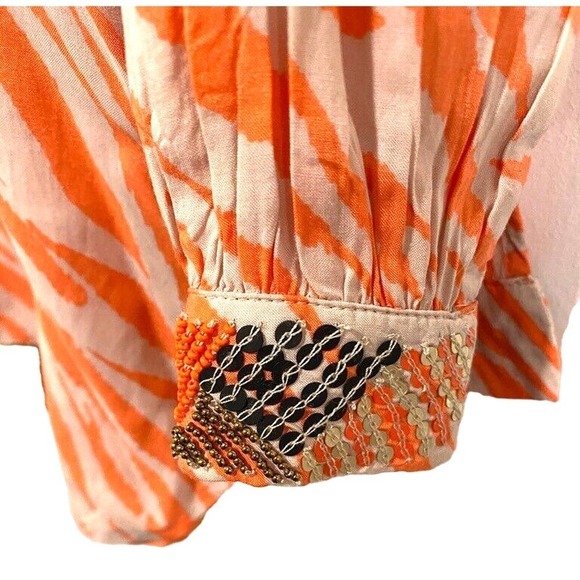 CHICO'S - embelished neck orange tunic zebra craze women's size 3 (large) - Picture 4 of 9